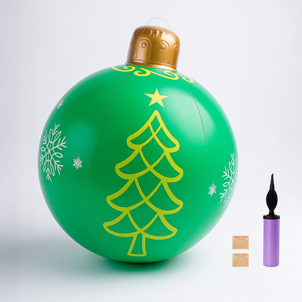 SNOQEX PVC Inflatable Christmas Ornament - 24 Inch Large Inflatable Christmas Ball Ornament, Outdoor Holiday Party Decorations, Waterproof Snow Globe Tree Decorations for Yard, Garden, Home