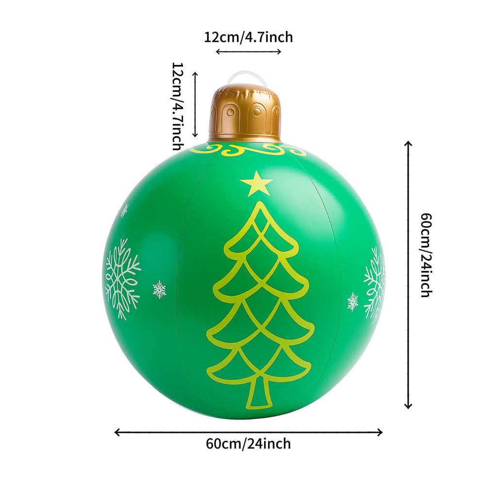 SNOQEX PVC Inflatable Christmas Ornament - 24 Inch Large Inflatable Christmas Ball Ornament, Outdoor Holiday Party Decorations, Waterproof Snow Globe Tree Decorations for Yard, Garden, Home