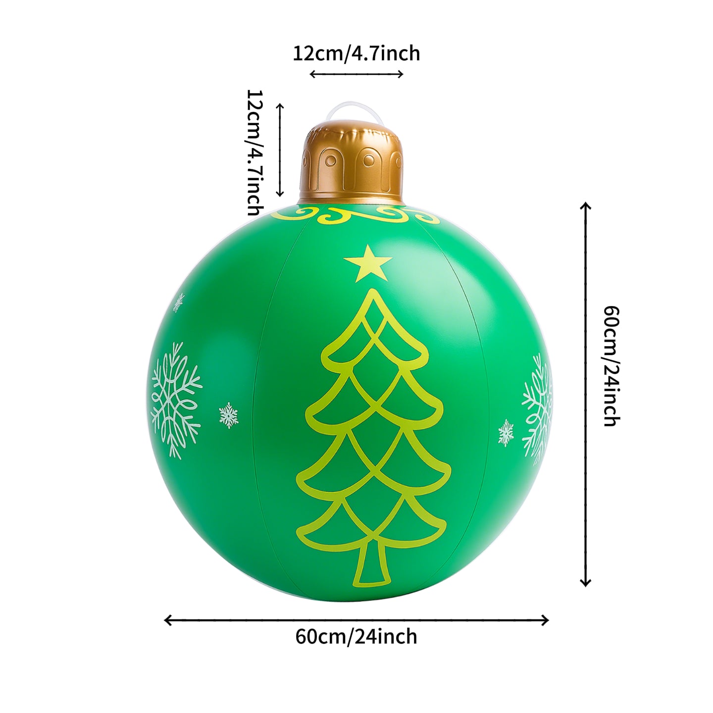 SNOQEX PVC Inflatable Christmas Ornament - 24 Inch Large Inflatable Christmas Ball Ornament, Outdoor Holiday Party Decorations, Waterproof Snow Globe Tree Decorations for Yard, Garden, Home